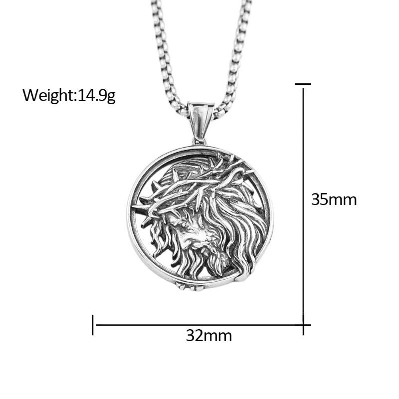 

Vintage men s stainless steel necklace - fade-resistant punk style ancient greek jesus titanium steel pendant
