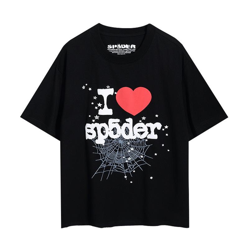 Sp5der hip hop singer Young Thug same foam letter 555555 couple T-shirt Pink short sleeve tee