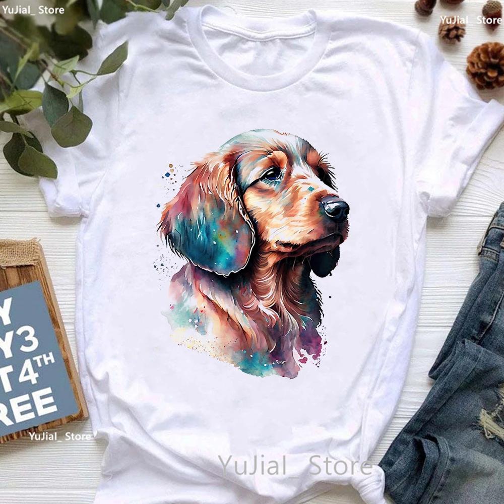 Golden Retriever Hunting Dogs Animal Print T Shirt For Girls Australian Shepherd Dog With Flower Tshirt Unisex Harajuku Shirt