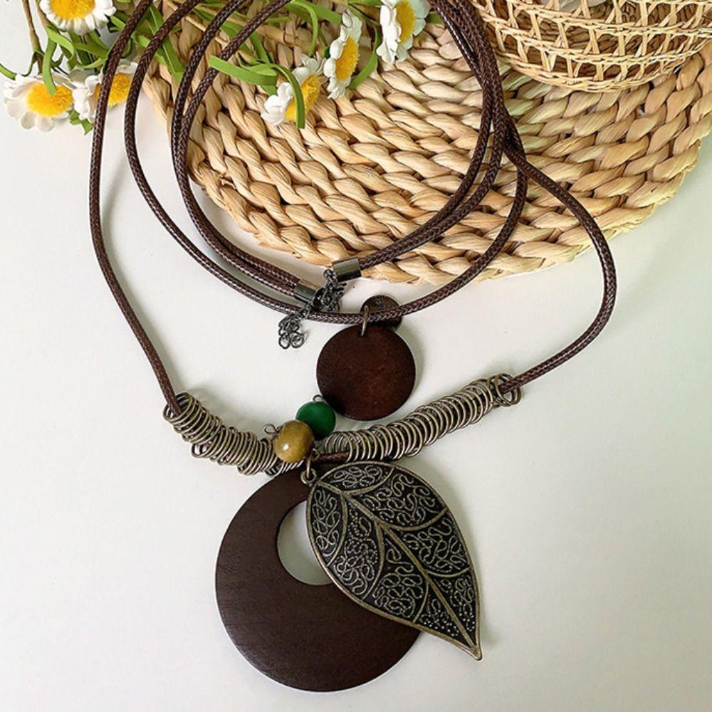 Tassel Long Sweater Chain Wood Bohemian Style Necklace Sweet Ethnic Style Wooden Necklace  Party