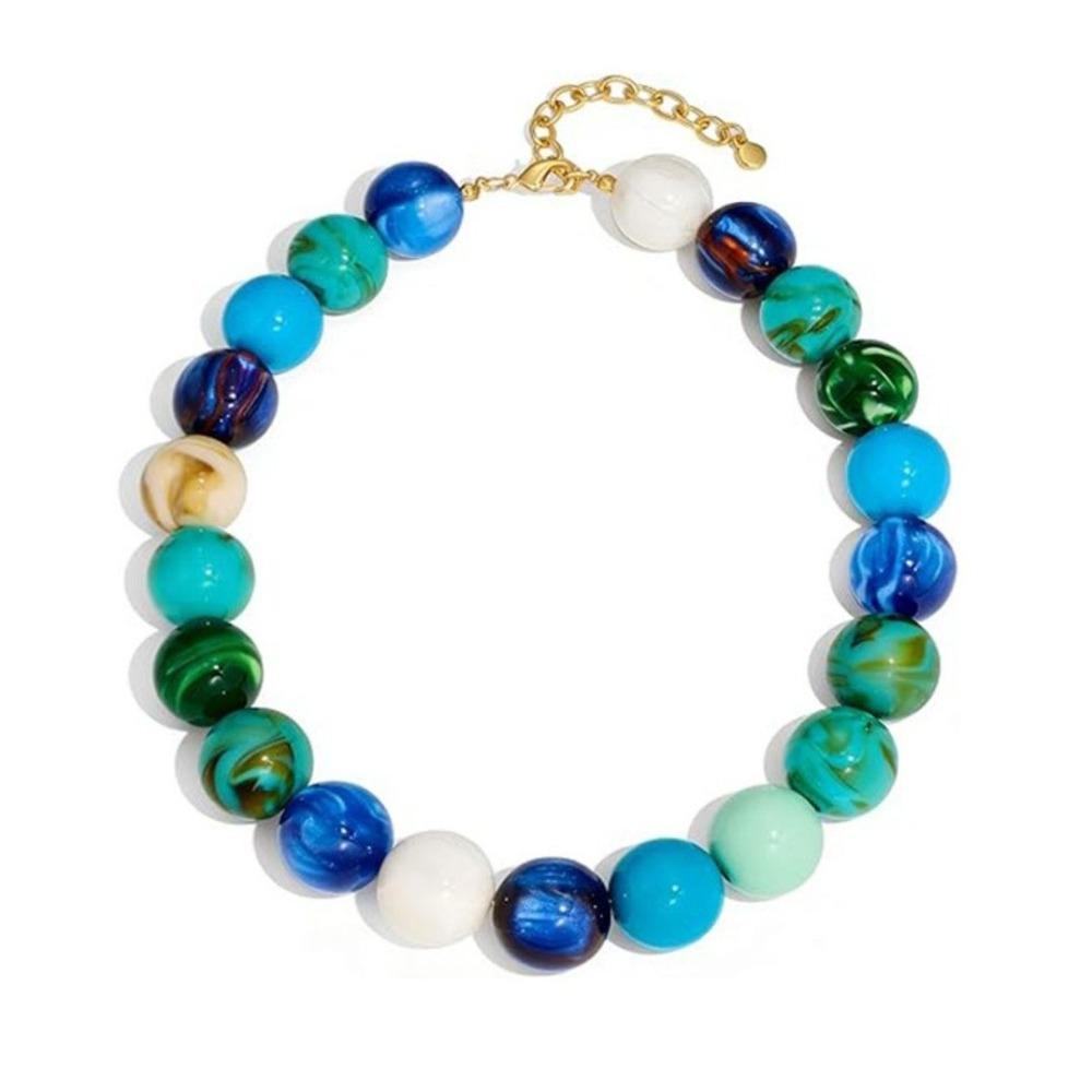 Round Beaded Necklace Large Clavicle Chain Fashion Women Choker Jewelry Gift Style A