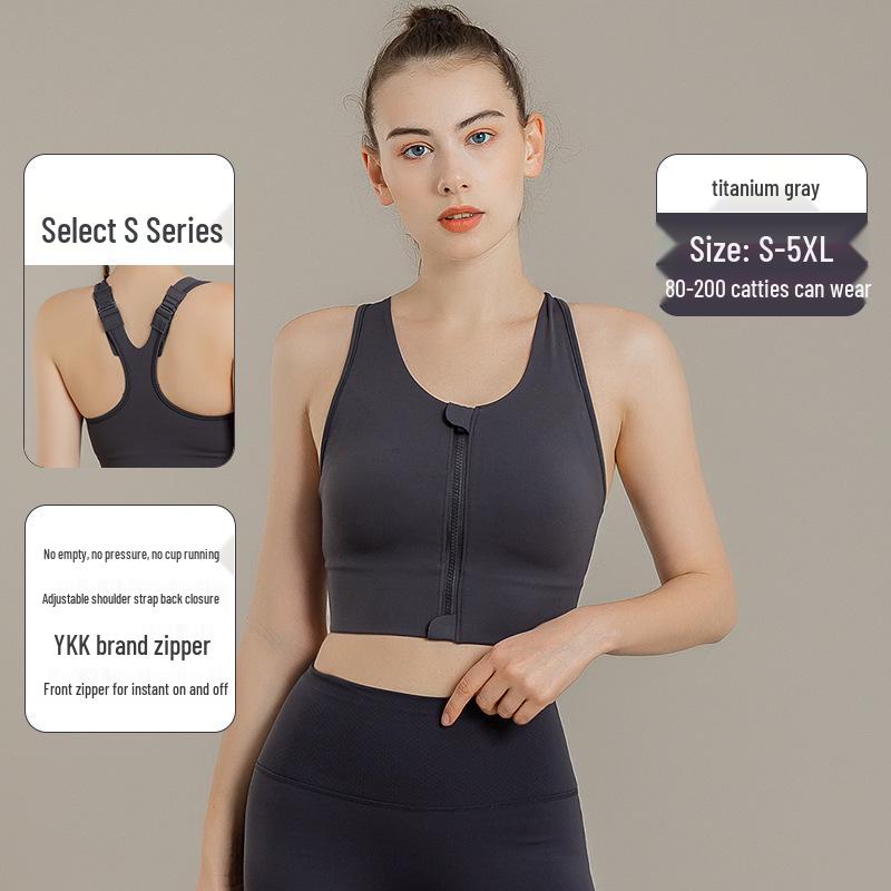 

Plus Size High-Impact Sports Bra for Women – Front Zipper, Adjustable Straps, Beautiful Back Design for Running & Yoga 5XL