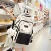 Color Block Cartoon Backpack Commuter Large Capacity Schoolbag Women's Lightweight Backpack