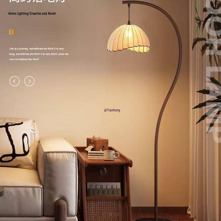 Stylish Chinese Lotus Leaf Floor Lamp for Living Room, Bedroom, or Hotel - Decorative and Eye-Friendly Design