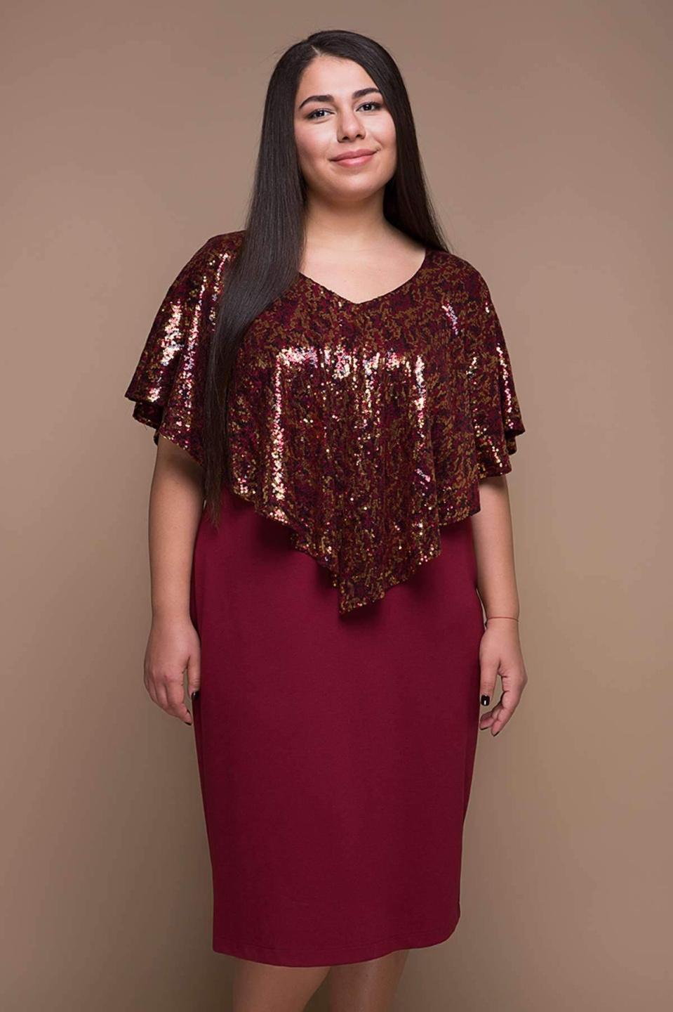 

Вечірня сукня з пелериною Tatiana РУБІ 6XL яскраві maroon кольоровий