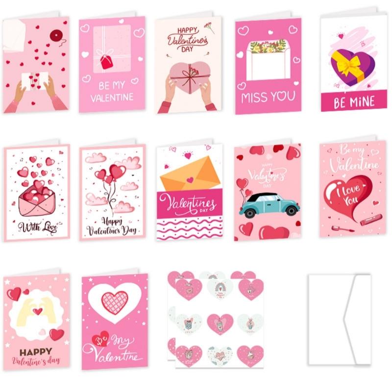 

Pack of 12 Romance Love Greeting Cards Offering Blank Pages for Earnest Note to Boyfriend Girlfriend or Spouse 1