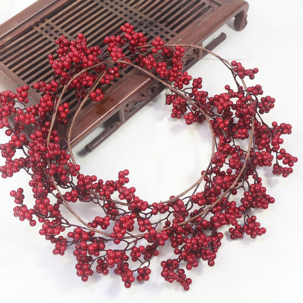 Xmas Red Berry Garland 1.8m Artificial Berry Garland for Fireplace Window Door Hanging Holiday Xmas Home Decor