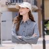 Betu Women's Vintage Plaid Long Sleeve Shirt