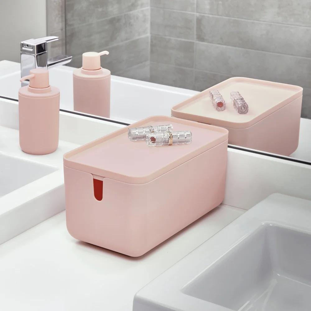 Stackable Toilet Paper Storage Bin with Lid Non-Skid Feet Slim Design Modular Organizer Bathroom Cleaning Wipes Holder Durable