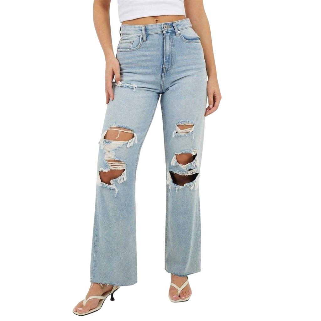 Brave Soul Womens/Ladies Distressed High Waist Wide Leg Jeans