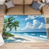 Tropical Beach Scene Carpet Sky Cloud Palm Trees Sand Print Rug Vacation Style Rectangular Anti-Slip Mat for Living Room Bedroom