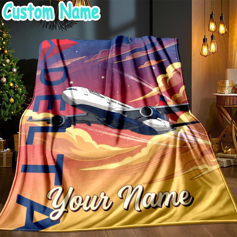 Custom Name Boeing Throw Blanket - Perfect for Couch, Bed, Office, and outdoor Travel - Ideal Gift for Christmas & Holidays
