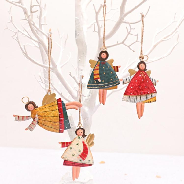 Girl Shaped Pendant Metal Christmas Tree Hangings Adornment Door Hanging Accessory Festival Home Decoration Supplies
