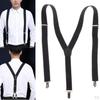 For Men 3 Clips Wide Y Back Elastic Suspenders Strong Metal
