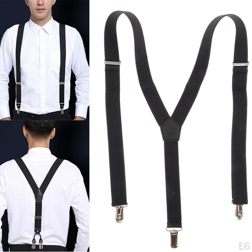 For Men 3 Clips Wide Y Back Elastic Suspenders Strong Metal