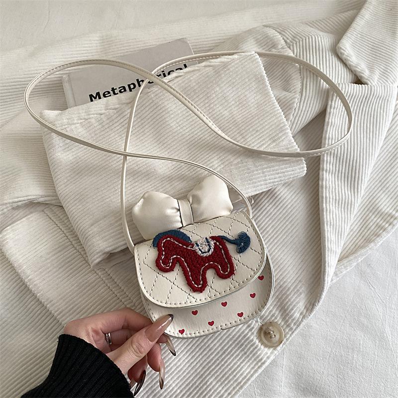 Girls over cute messenger bag red bow pony new year girls red envelope lucky money mini shoulder bag