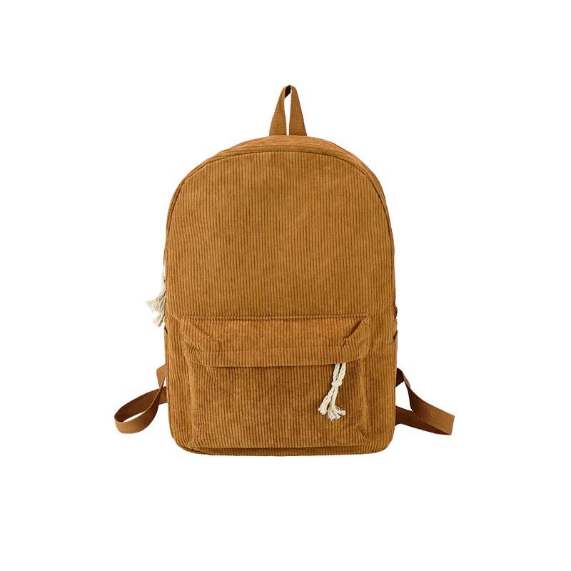 Харадзюку Вельветовый Вышитый Студенческий Рюкзак Большой Вместимости жёлтый/имбирный