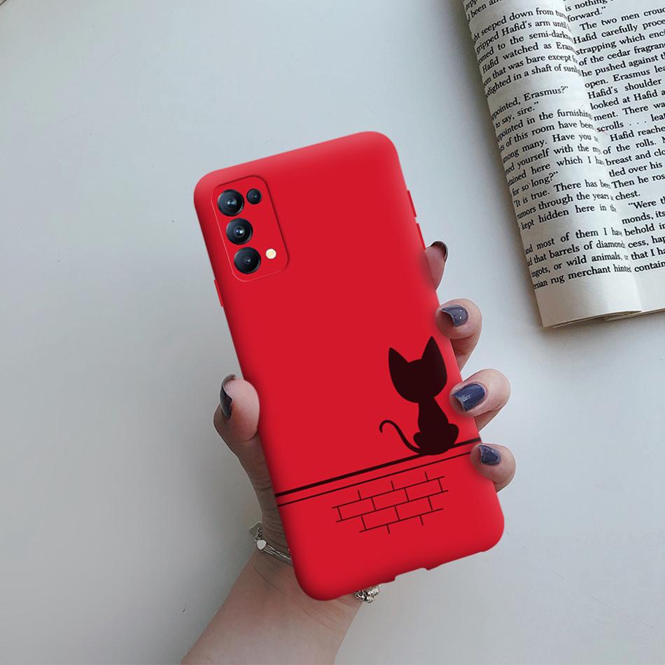 For Oppo Reno5 Pro Case Cute Cat Cactus Painted Soft Silicone Back Cover For Oppo Reno 4 5 Reno4 Reno5 Pro 5G Phone Cases Bumper