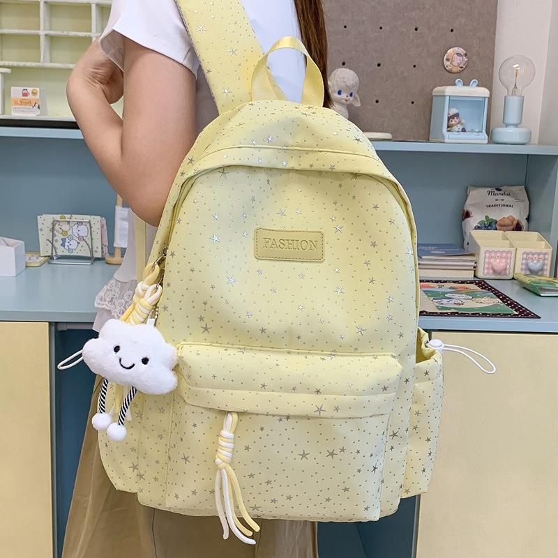 Schoolbag Japanese Ins New Fresh and Sweet Star Schoolbag Large Capacity Lightweight Backpack Junior High School Student Backpack