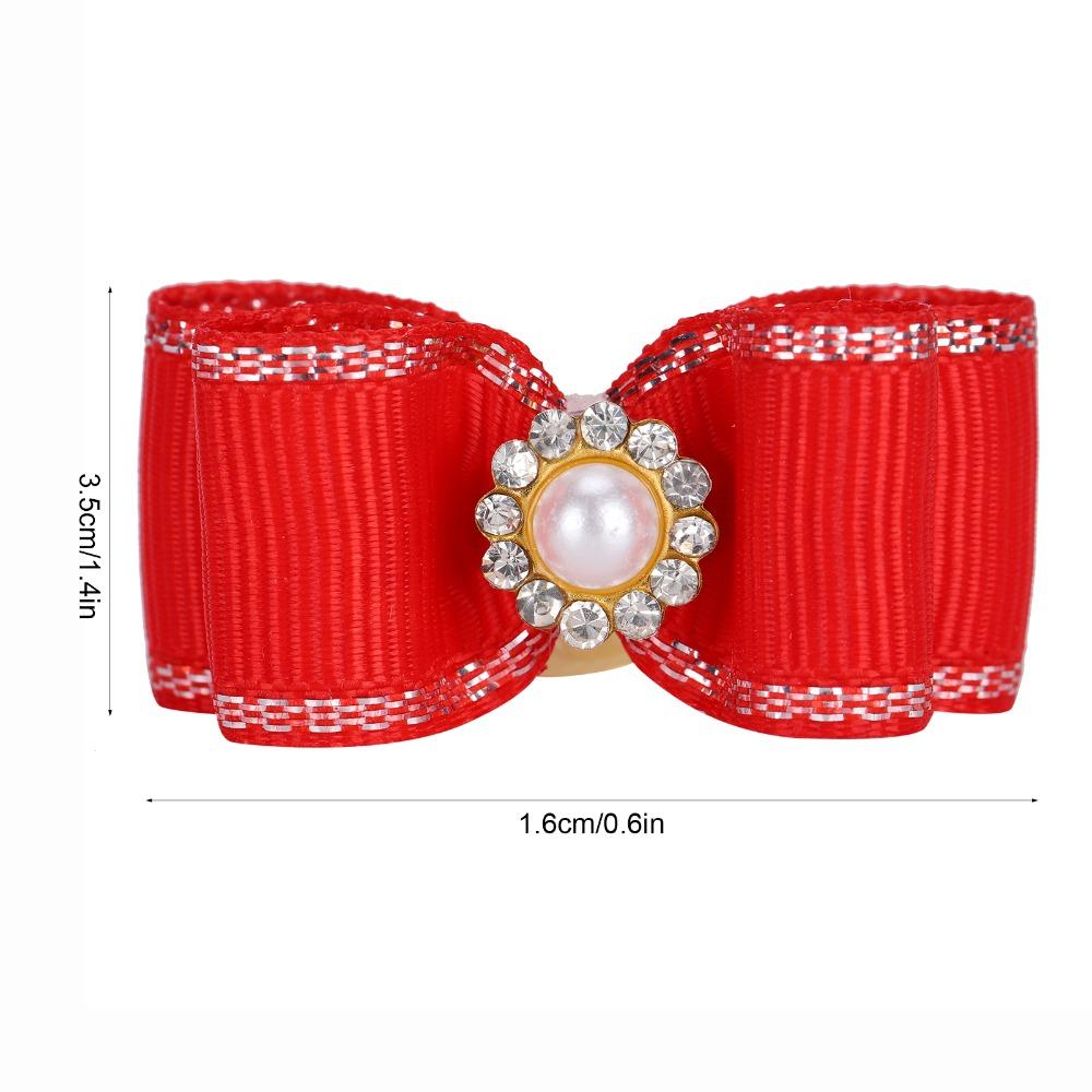 25Pcs Elastic Band Pet Hair Bow Pearl Decor Dog Hair Flower Cute Look Dog Bow Tie Pet Styling