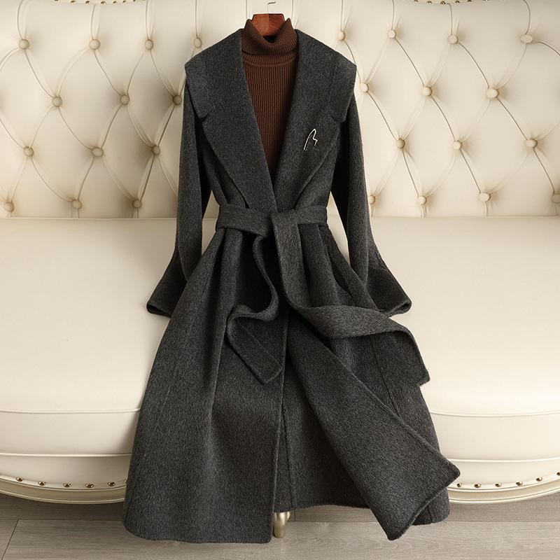 Double-sided Wool Coat Women's Autumn and Winter New Large Lapel Slim and Thin High-end Woolen Coat