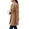 Dames Dubbelrijige Lange Wolle Overjas Losse Pasvorm voor Casual Dagelijkse Winterkleding