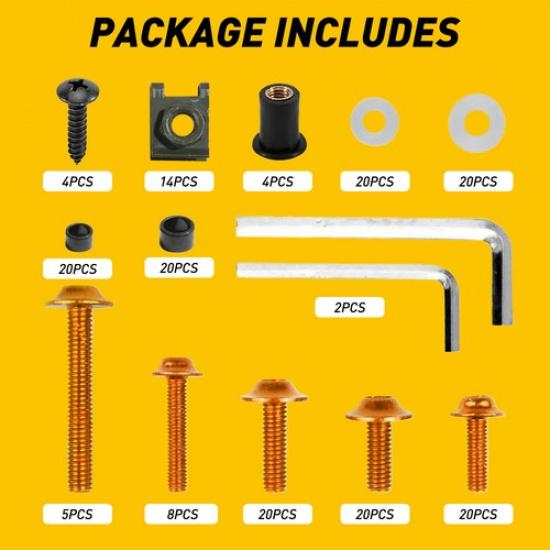 Body Screw For Yamaha YZF R6 R1 R6S YZF600R Gold Complete Fairing Bolt Kit