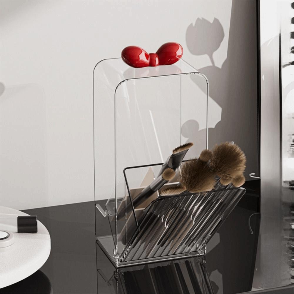 Clear Acrylic Cosmetic Tools Organizer Flip-Top Design Makeup Brush Storage Rack Lipstick Storage
