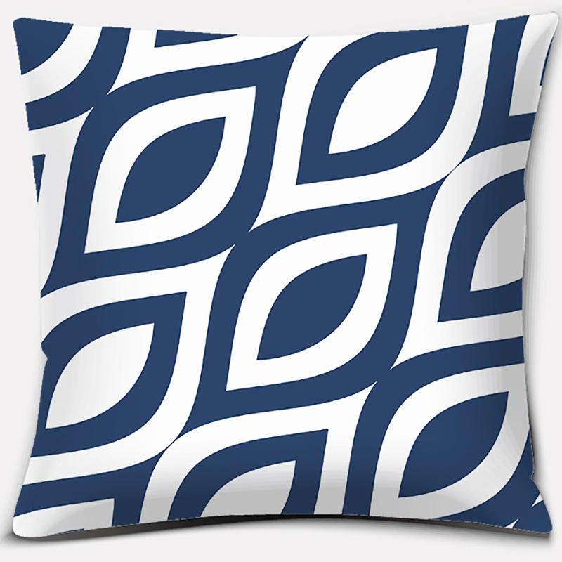 Geometric Collection Dark Blue Pattern Home Decor Pillowcase Square   Office