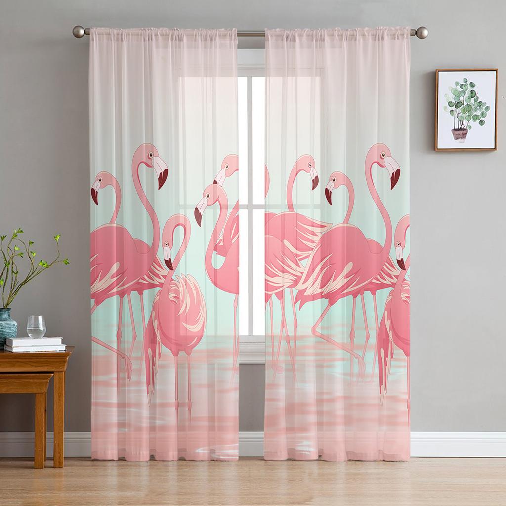 Forest Animal Woods Owl Fox Deer Tulle Sheer Window Curtains for Living Room Kitchen Children Bedroom Voile Hanging Curtain