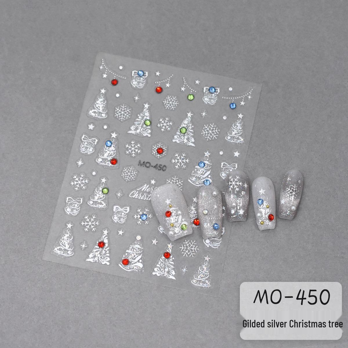 

Popular Christmas Nail Stickers: New Diamond Gold & Silver Snowflake Series