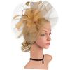 Milisten Fascinator Hat and Headband Mesh Cocktail Hair Clip for Women, Gold Color Wedding and Tea Party Special Occasion Accessory