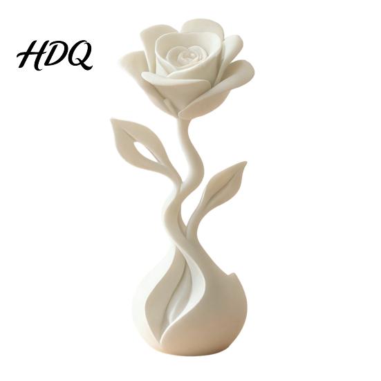 Fake Flower Ornaments 3D Printed Artificial Ornaments Matte White Rose Figurine