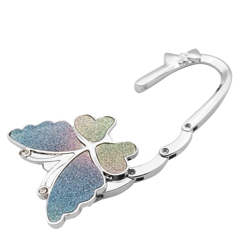 Large Matte Butterfly Hanging Bag Hook - Foldable Women's Bag Buckle & Portable Table Edge Hook for Luggage Accessories.