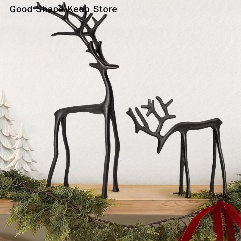 Black Reindeer Statues Modern Alloy Xmas Figurines Elegant Indoor Holiday Decor Table Centerpieces Xmas Christmas Decorations