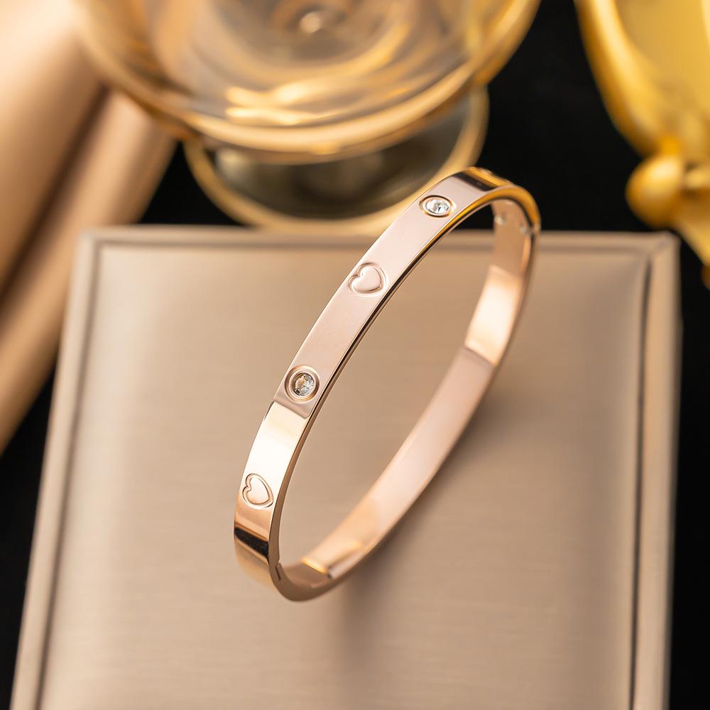 Htpwe Stainless Steel Love Bracelet For Women 18k Gold Plated Couple Holiday Gift Bracelet Party Daily Zircon
