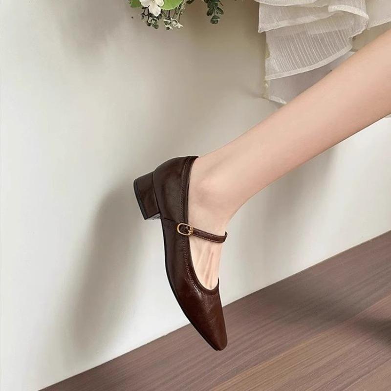 Fashion Hot Selling 2025 Summer New Luxury Women High Heels Concise Wine Pumps Female Metal Buckle Strap High Heels Lady Mary Jane Shoes