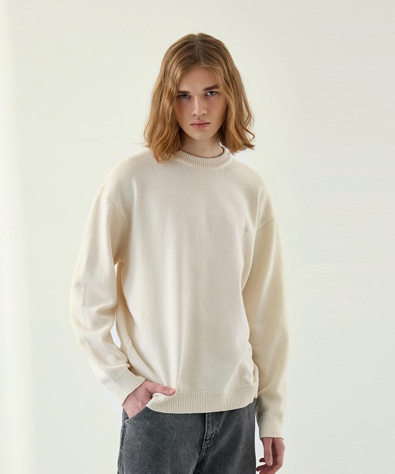 NODU Maple Basic Round Knit [Cream]