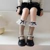 Lolita Princess White Lace Socks Children Spring Autumn Cotton Socks Korean Girl Bow Long Socks Solid Color Kids Knit Stockings