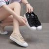 Breathable Ladies Canvas Shoes Fashionable Paired Fisherman Shoes Lace Mesh Shoes Niche Design Lightweight Board Shoes Paired Ins Style Flat Shoes