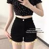 Dámské černé A-liniové zeštíhlující šortky s vysokým pasem pro drobné postavy - Letní horké kalhotky v americkém stylu 2025