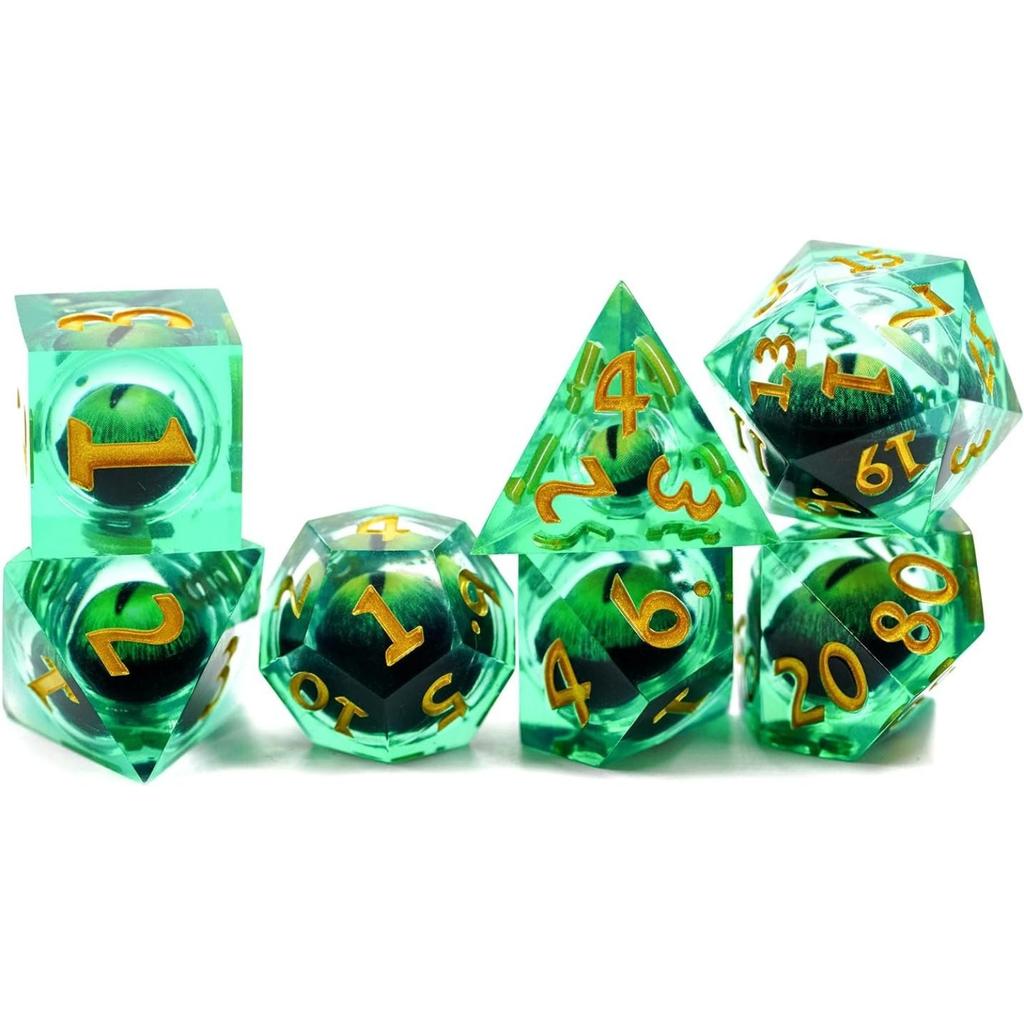 Dragon Eyeball Dice Set, 7PCS Sharp Edge D&D Dice with Gift Case for Dungeons and Dragons Table Game