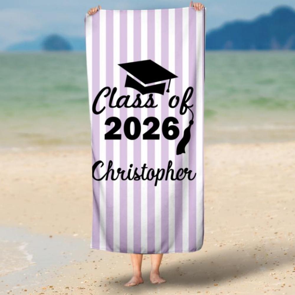 Graduation Beach Towel, Grad Gift for Him and Her, Perfect for College High School Graduation Souvenir Present