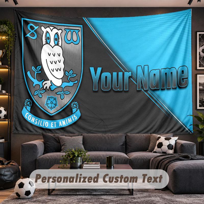Wall Hanging Tapestry Custom NameSheffield Wednesday FC Pattern Personalized Printed Fabric Wall Decor