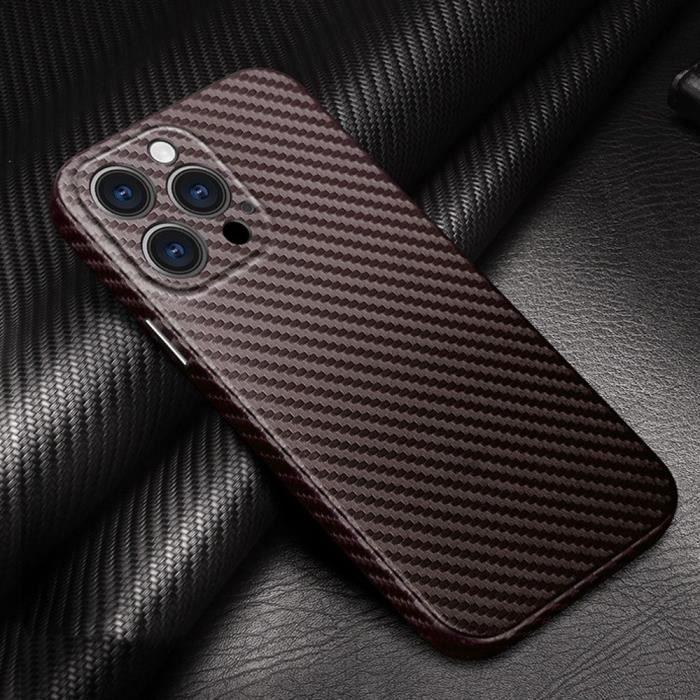 Coque de protection - PROSHOP - iPhone 13 ProMax - Semi-rigide - Fibre de Carbone - Marron