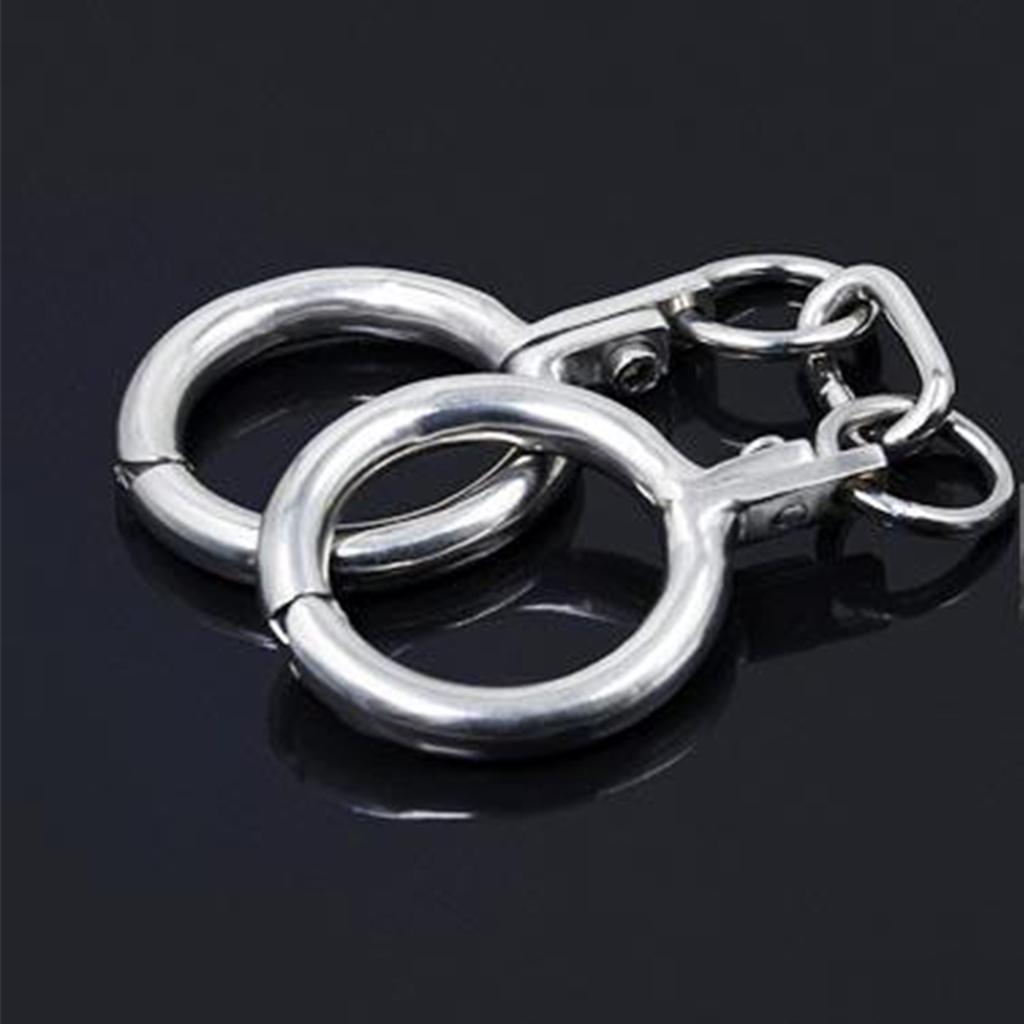 Polished Shining Stainless Steel Oval Wrist Ankle Cuffs Restraint Slave Handcuff Chain Connected Bracelet Bondage  Adult Toy