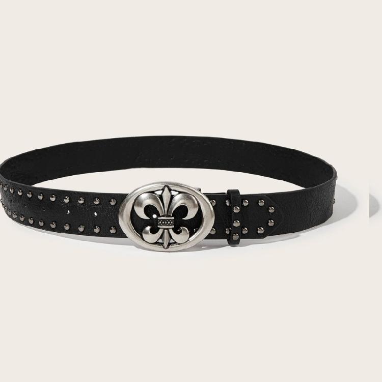 Popular Rivets Studded Waist Belt PU Leather Waistband for Women and Teens Girl Adjustable Wide Belt for Jeans Pants