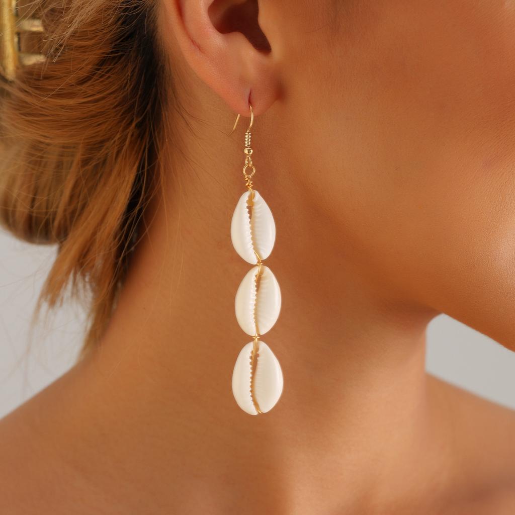Jewelry, Summer Beach Vacation Wind Natural White Shell Earrings, High-End Sense, Simple And Popular Earrings