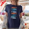 Sardines Fish Mediterranean Tomato Girl Coastal Unisex Graphic T Shirts Ocean Inspired Funny Sardines Summer Travel Retro TShirt