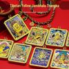 Handbemalte goldverzierte gelbe Jambhala Reichtumsgott Halskette - Tibetischer Rigo Stil Amulett Anhänger zur Anziehung von Reichtum